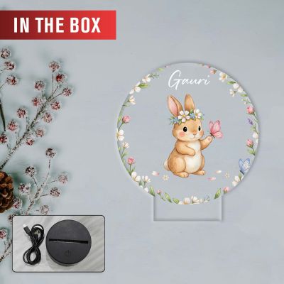 Customized Rabbit UV Print 3D LED Desk Lamp – Kids Room Gift